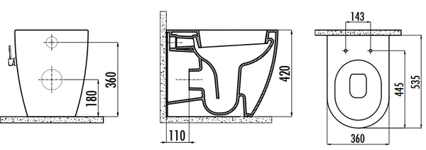 Modern Comfort Height Back to Wall Combined Bidet Toilet – www ...