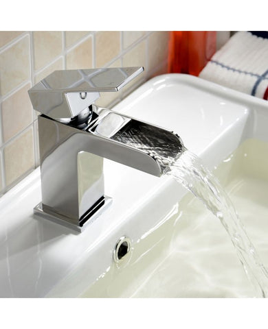 Montana Waterfall Monobloc Basin Mixer Tap, Cloakroom Tap with Click Clack Waste - www.ultrabathroom.com